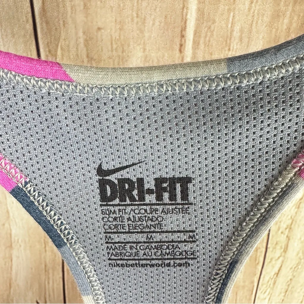 Nike Dri-fit Slim Fit Pink and Gray Chevron Racerback Tank Top - Image 4