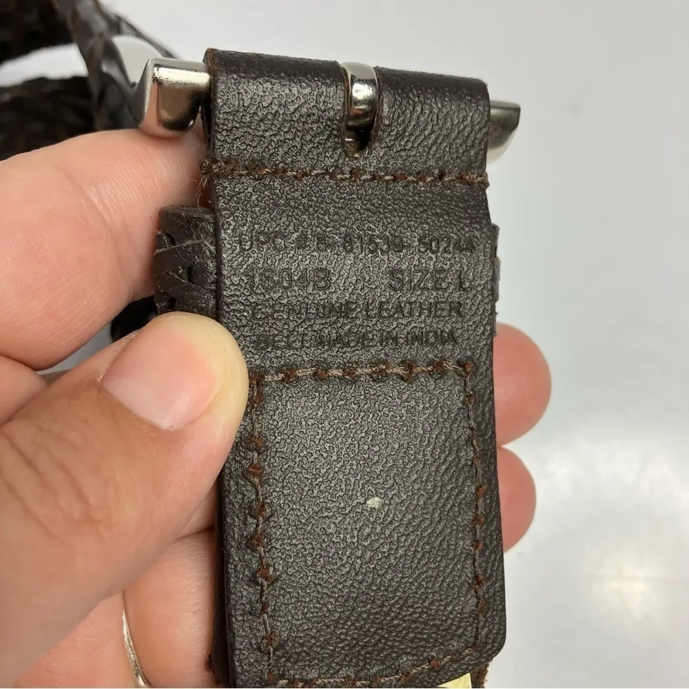Genuine leather belt‎ woven leather size large Brown - Image 2