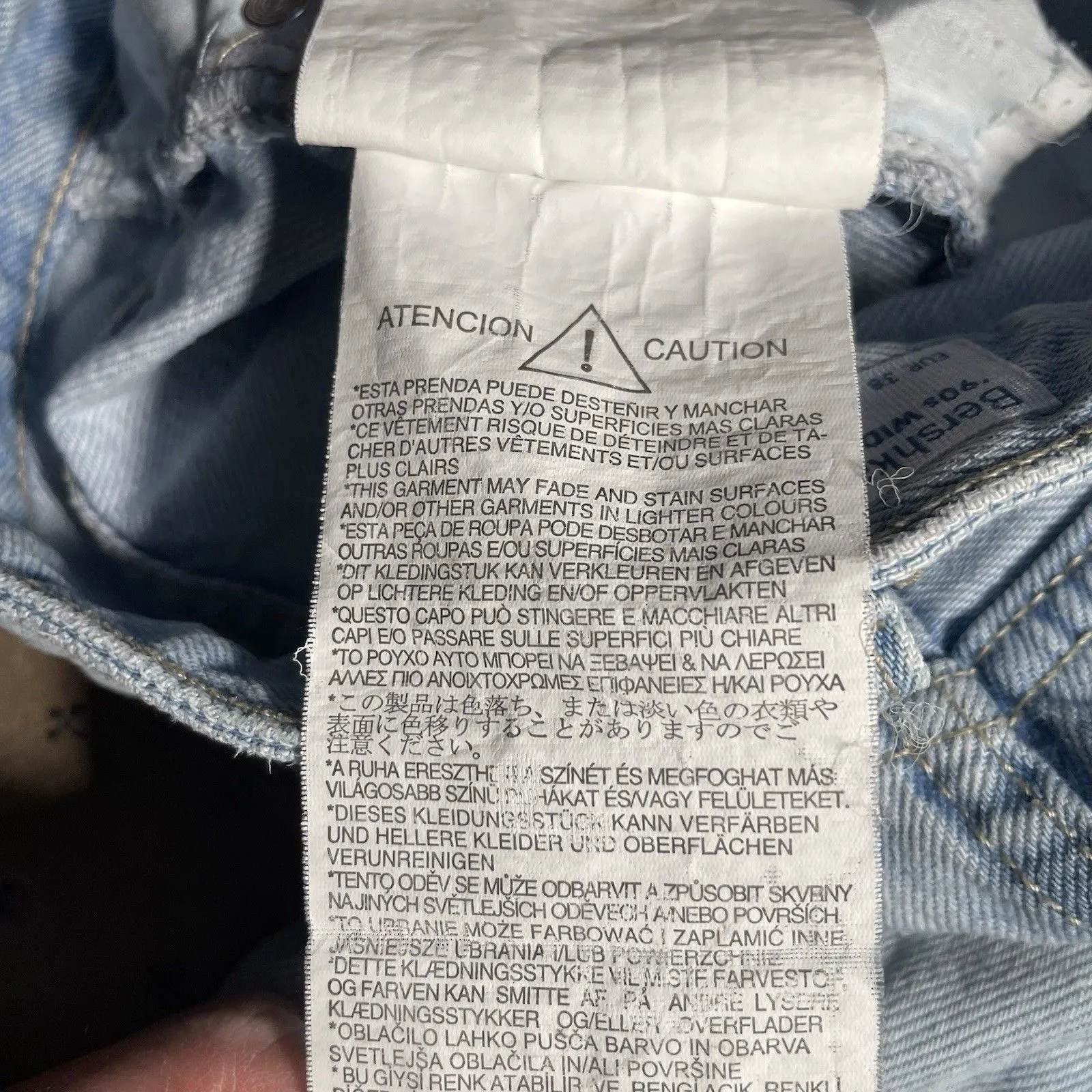 Bershka Jeans Womens 6 90s Wide Leg Distressed Light Wash Y2K Denim Grunge High - Image 9