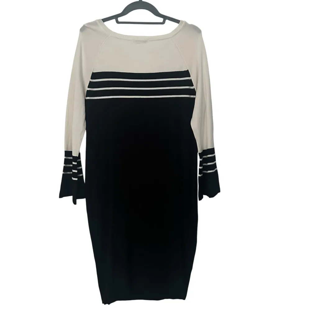 New York & Company Black and White Striped Sweater Dress Long Sleeve Size L NWT Size L - Image 2