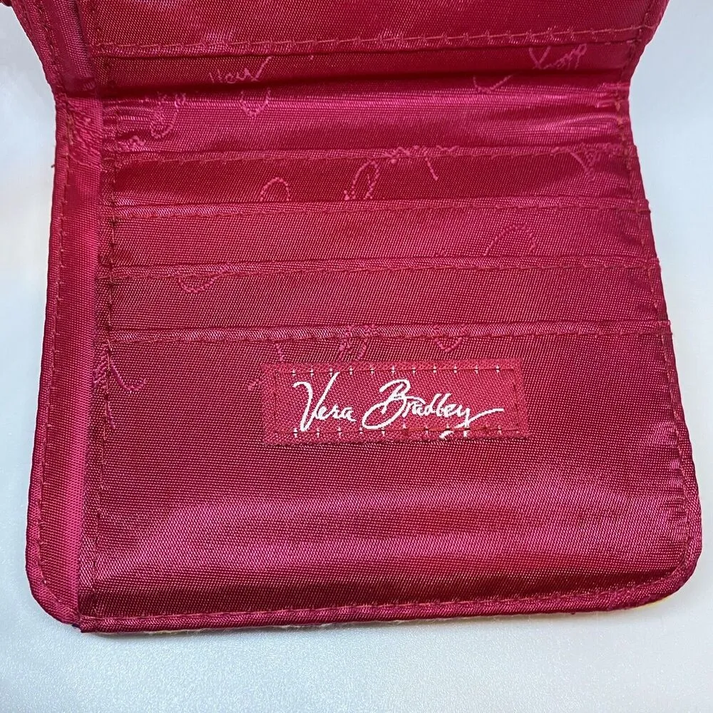 Vera Bradley Bifold Wallet Pink Paisley Credit Card Holder Coin Purse - Image 6