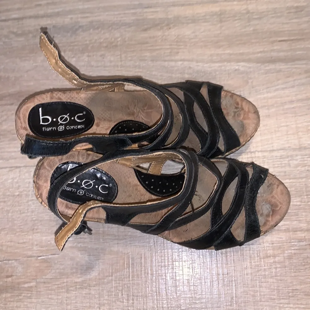 Boc born concepts cork black leather wedges Size 7 - Image 7