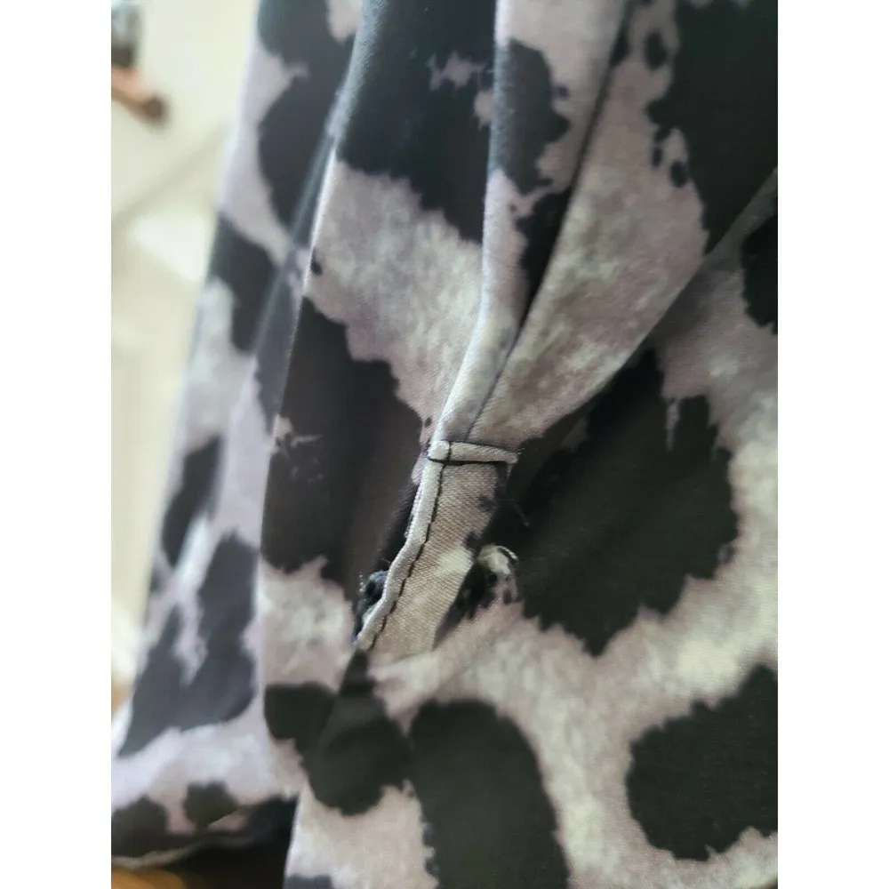 Black & White Women's Polyester Short Sleeve Collared Buttons Casual Jumpsuits M Size M - Image 7