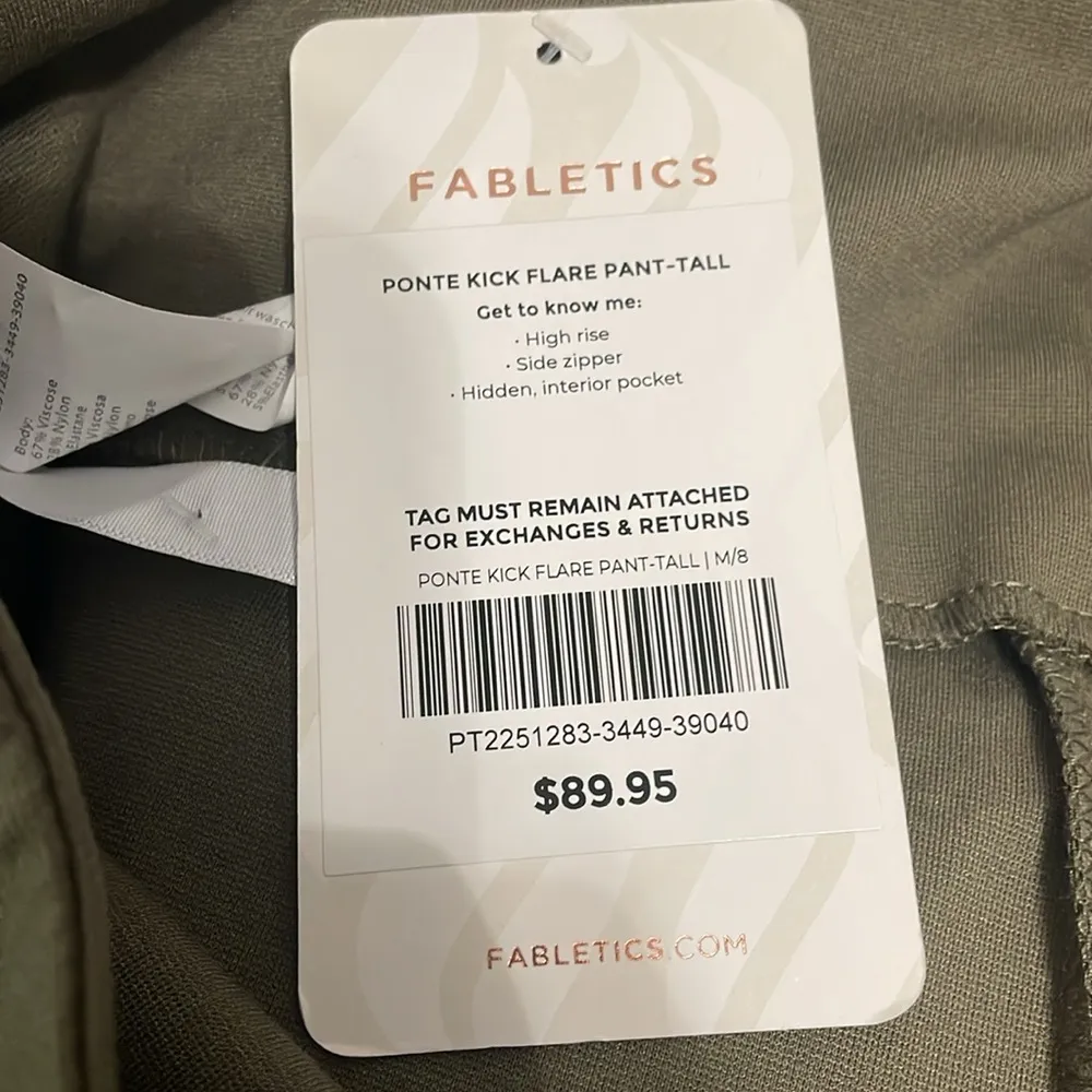 💙 NWT Fabletics 24/7 Olive Green Ponte Kick Flare Pant (TALL) - Image 5