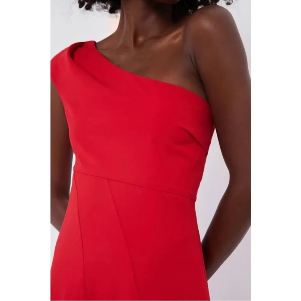 Tuckernuck x India hicks One shoulder Carmen midi dress size medium Scarlet red - Image 6