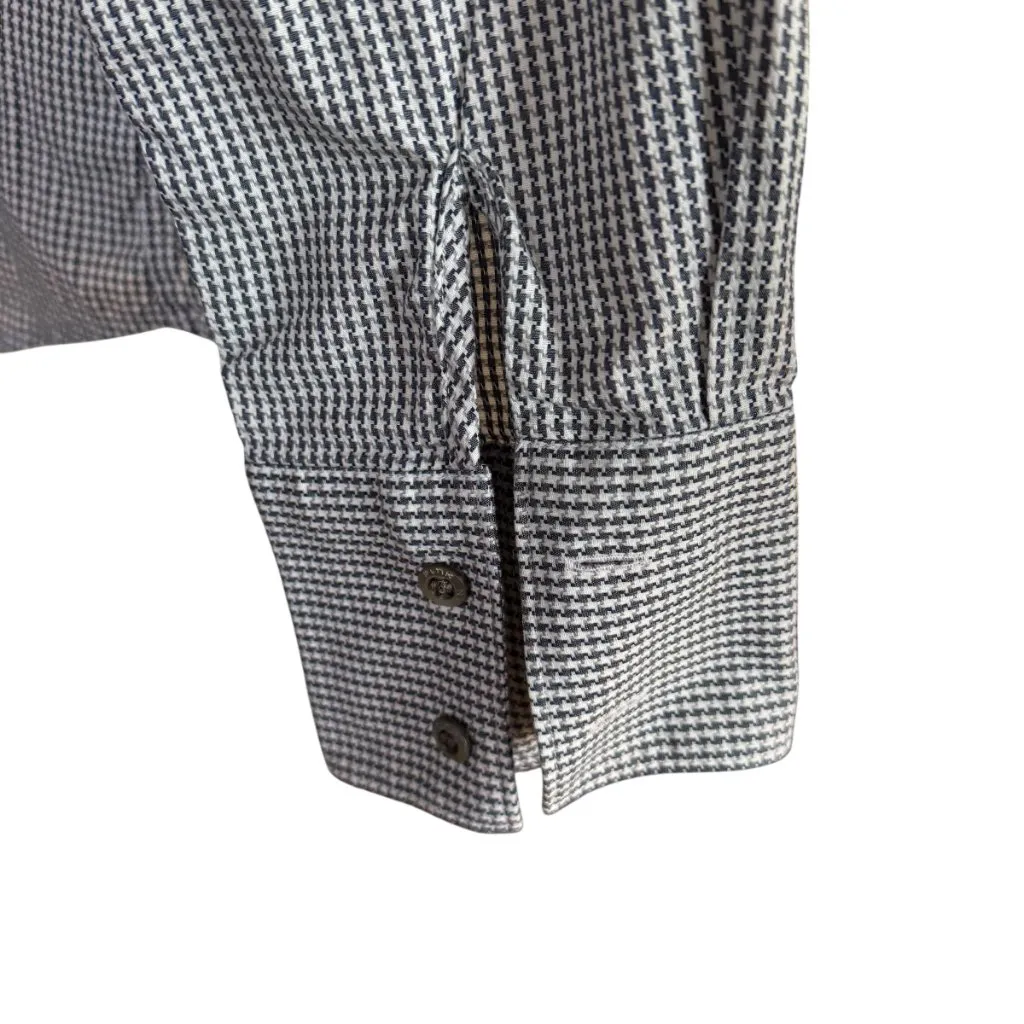 Pink Tartan mini houndstooth long sleeve button down collared shirt women's 8 Gray - Image 6