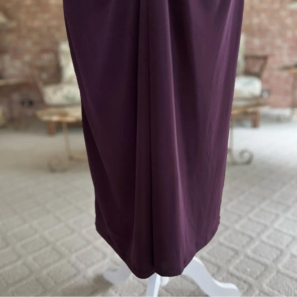 NEW Calvin Klein Dress Purple Ruched Jersey Knit Midi Small Wedding Party Brunch - Image 5