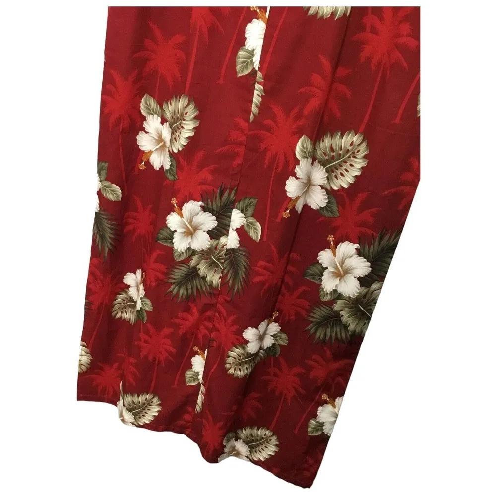 New Pacific Legend Tropical Hibiscus Monstera Hawaiian Tank Maxi Dress Red XL - Image 8
