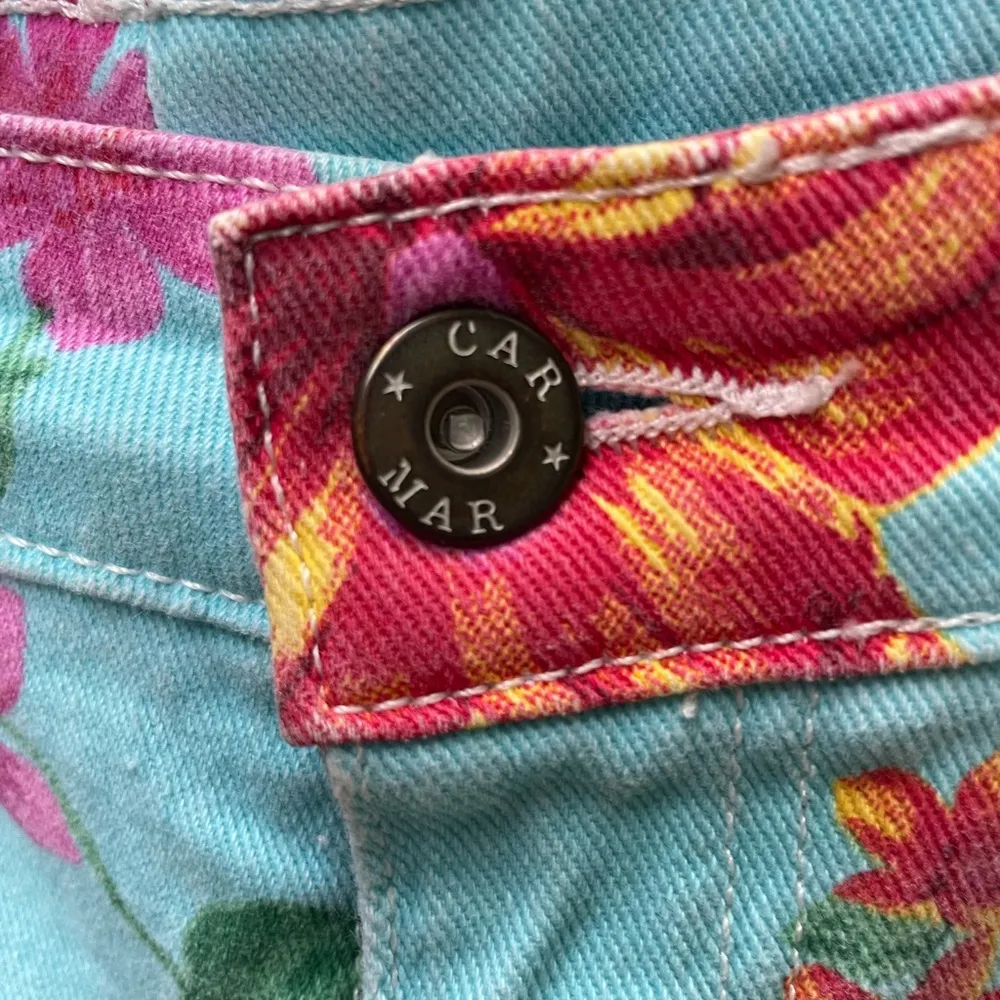 Carmar Aqua Floral Stretch Lowrise Jeans Size 29 Blue - Image 3