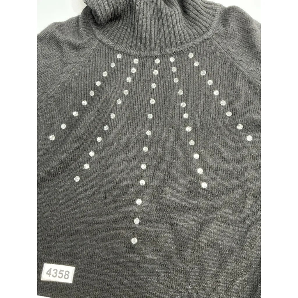 Womans Mia Linea Cowl Neck Sweater Medium Black Long Sleeve Rhinestone Accent - Image 8