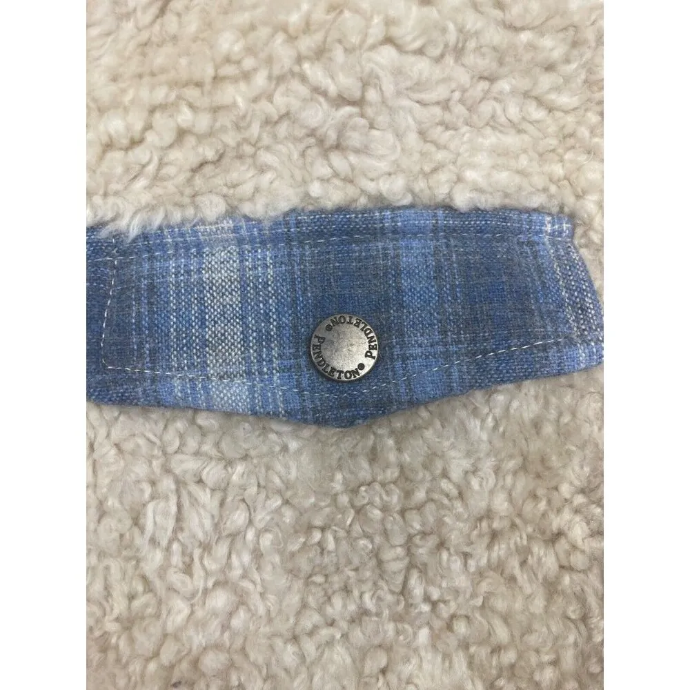 *PENDLETON Jacket Womens Medium Sherpa Fleece Full Zip Plaid Lining Fuzzy Coat - Image 5