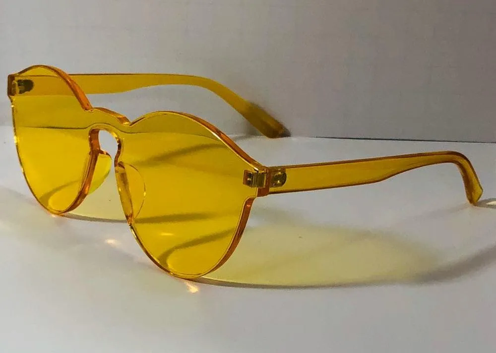 Yellow Acrylic Circle Sunglasses - Image 3
