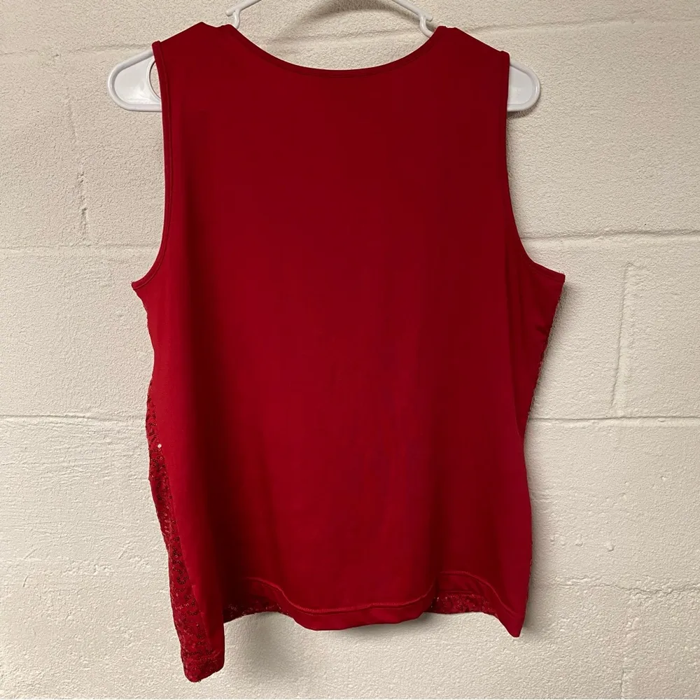 Elementz Petite Women’s Red Sequin Sleeveless Tank Top Size XLP - Image 3