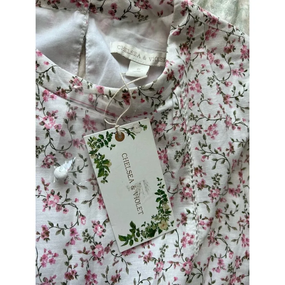 Chelsea & Violet Smocked Ruffle Ditsy Floral Print Puff Short Sleeve Dress - Image 7