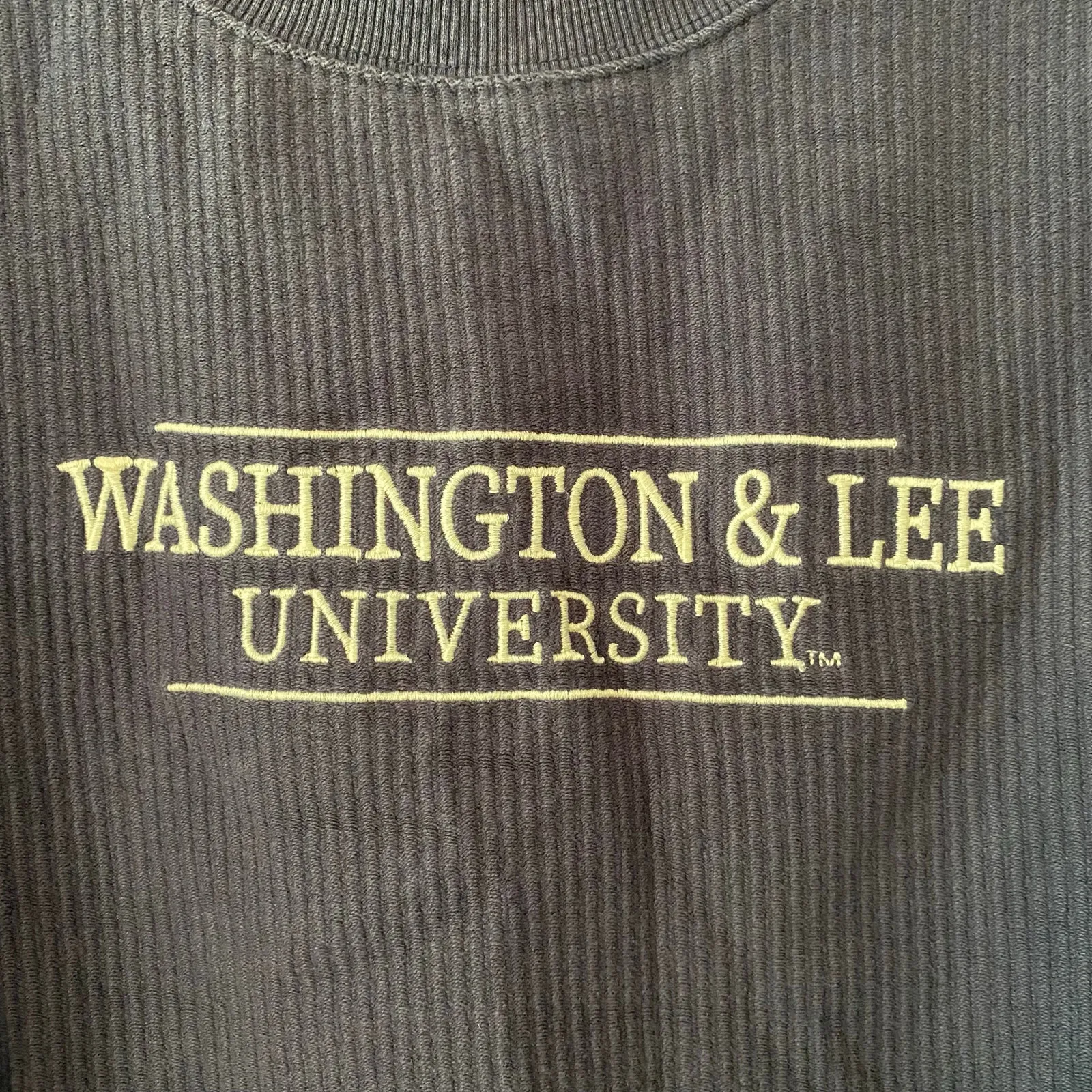 Washington & Lee University Navy Blue Ribbed Crewneck Sweatshirt Cotton Large - Image 2