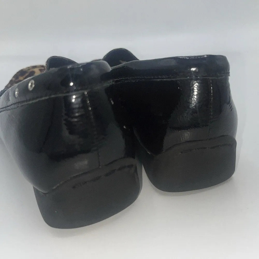 ZIERA Women EUR 37 Comfort Plus Black Fur Leopard Leather Loafer Moccasin Shoes - Image 8