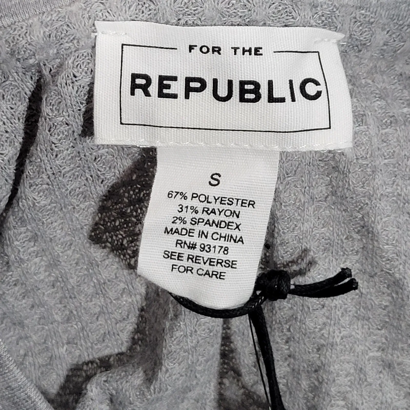 FOR THE REPUBLIC Women Gray Waffle Knit Long Sleeve Pullover Sweatshirt Top S - Image 4