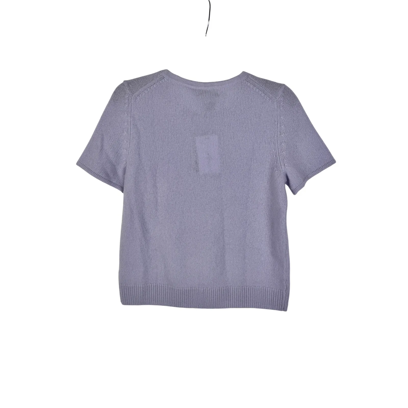 C by Bloomingdales Cashmere Short Sleeve Top Sweater Crew Neck Periwinkle M Purple Size M - Image 6