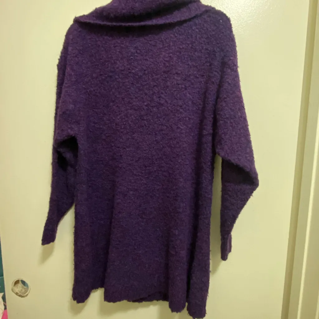 Jacque & Koko Womens Wool Blend Cowl Neck Sweater L 14 16 Plum Purple Thick Knit Size L - Image 5