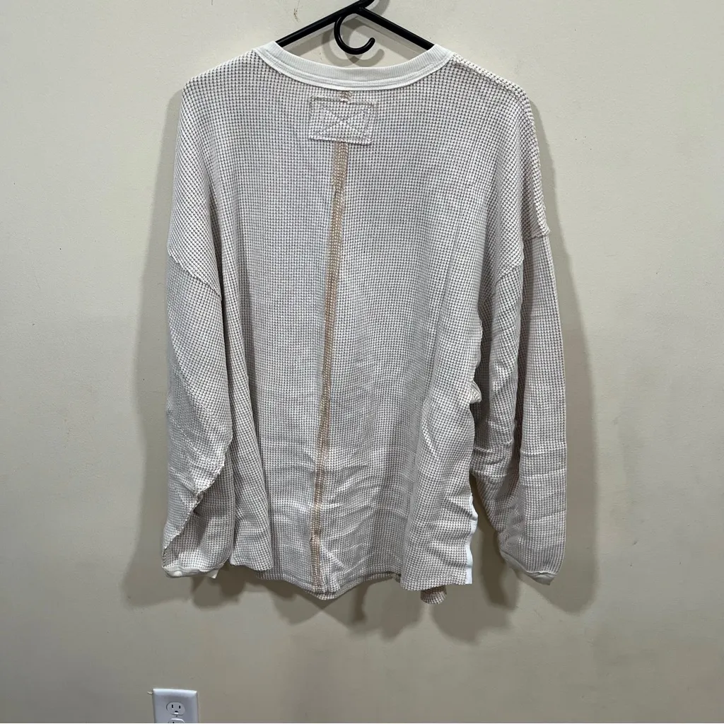 NWT Free People ivory waffle-knit long-sleeve shirt Coast 2 Coast Thermal size S - Image 10