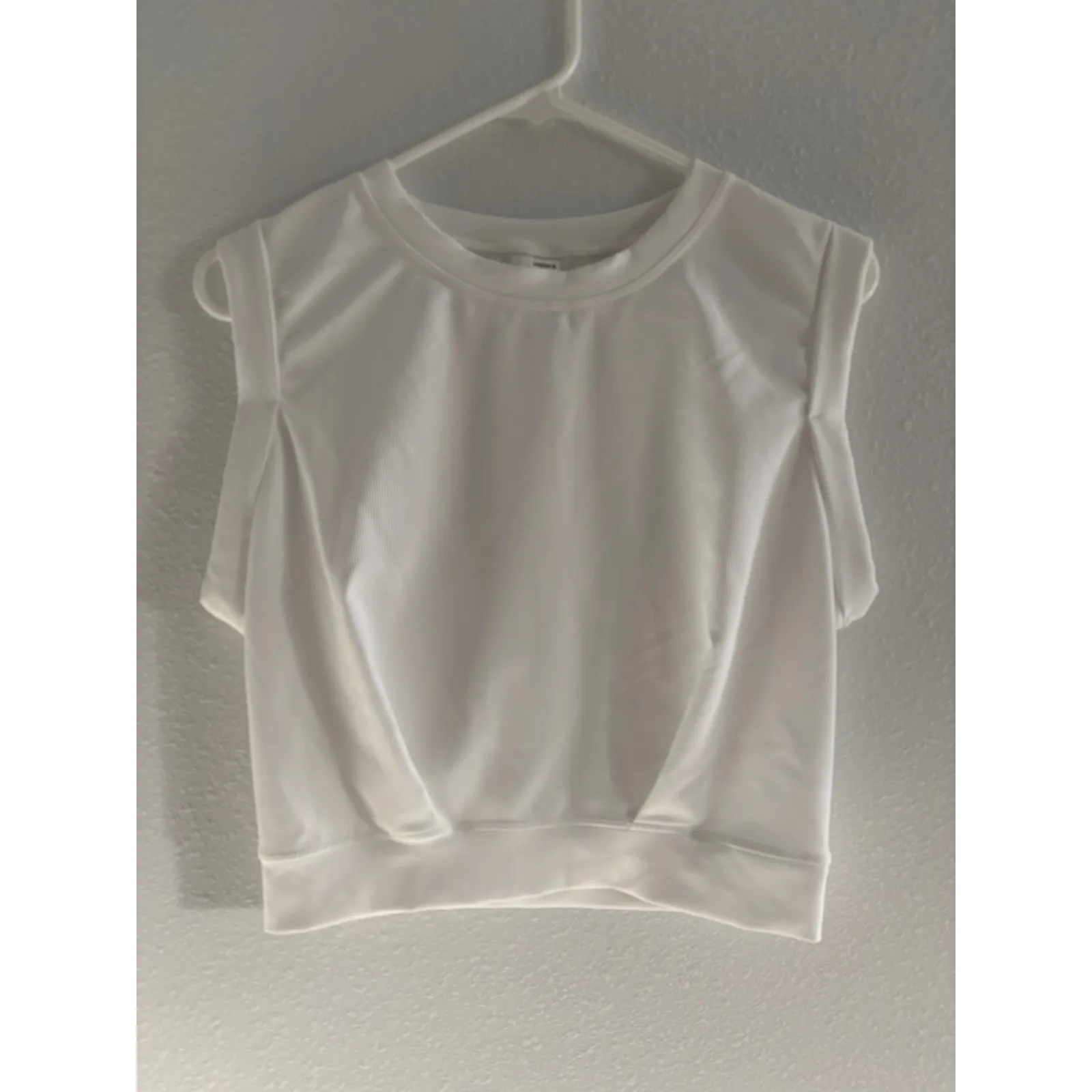 Halara‎ Tank Womens Medium White Cropped Ribbed Yoga Crewneck Active Sporty Gym - Image 3