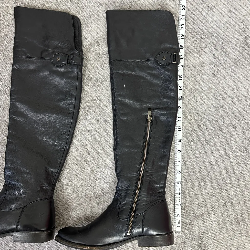FRYE Shirley Black Leather Over the Knee Riding Boots Size 6.5 - Image 6
