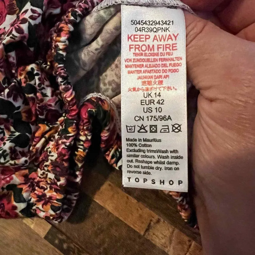 Topshop Floral Print Bandeau Crop Top Summer Festival Boho US 10‎ - Image 4