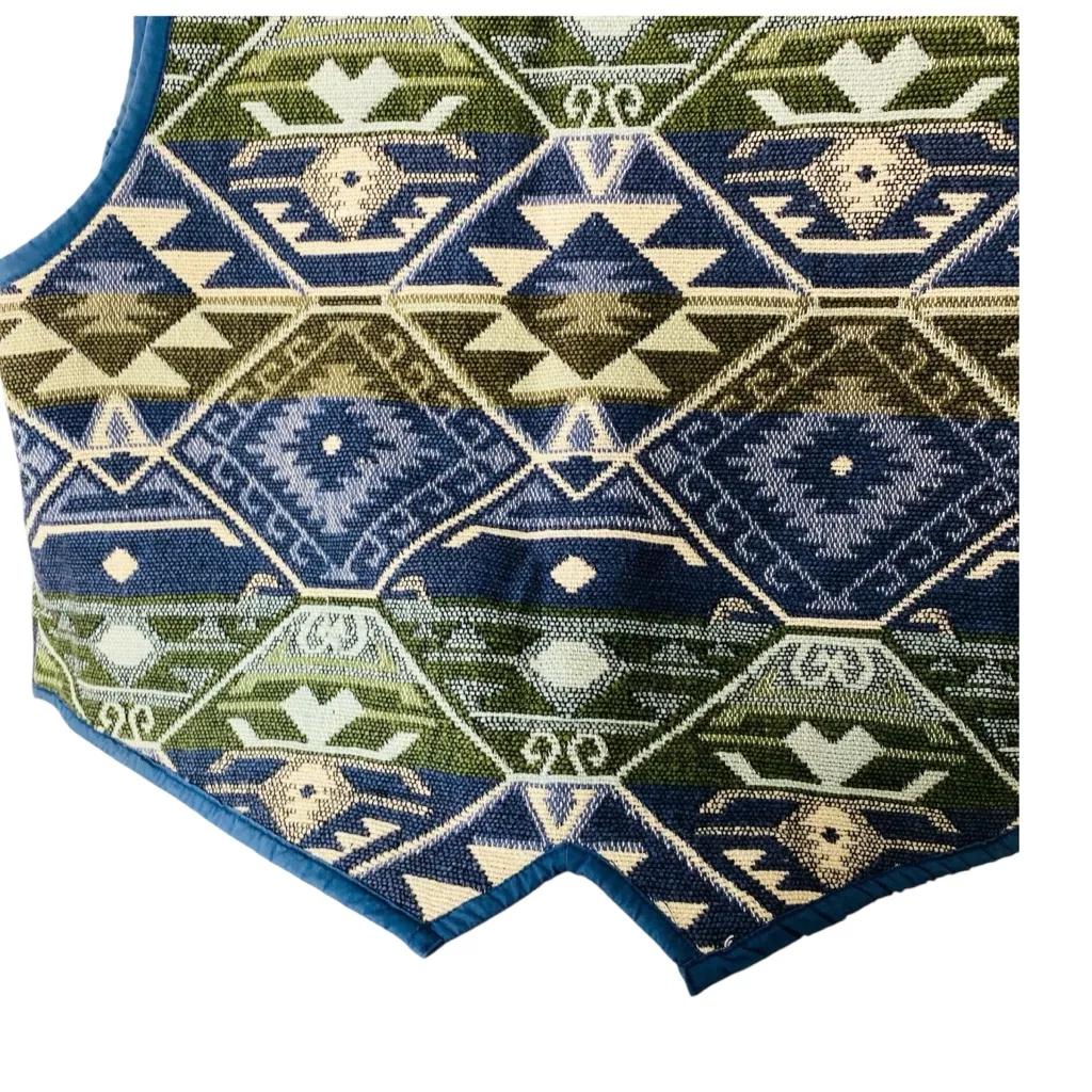 VINTAGE 90s NEW IDENTITY Woven Vest Blue Size L - Image 5