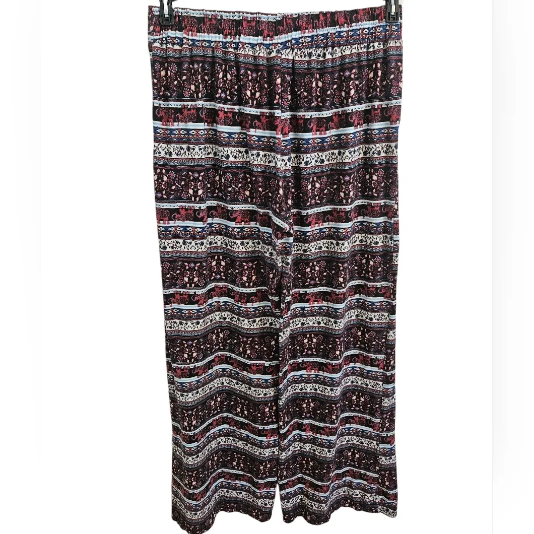 Joe B Joe Benbasset Boho Wide Leg Casual Pants Elephant Floral Print Sz L - Image 3