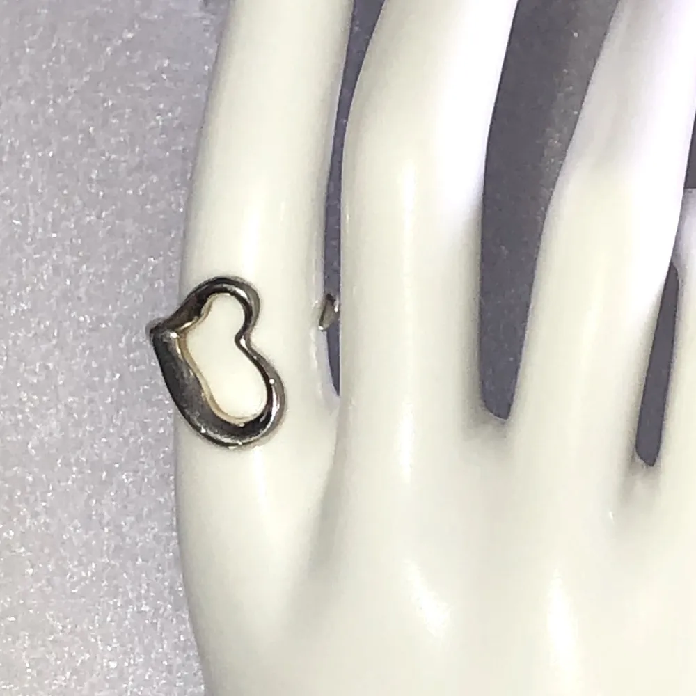 TIFFANY & CO Peretti 925 Sterling Silver Open Heart Ring Sz 7 Blue Box Dust Bag - Image 2