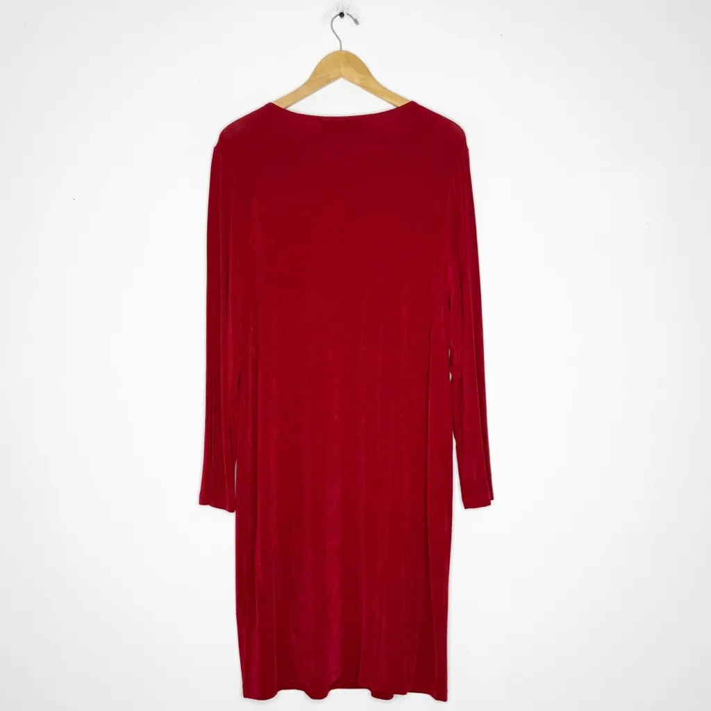 Chico’s Travelers 3 Red Cutout Neckline Long Sleeve Dress Size XL 16/18 - Image 2