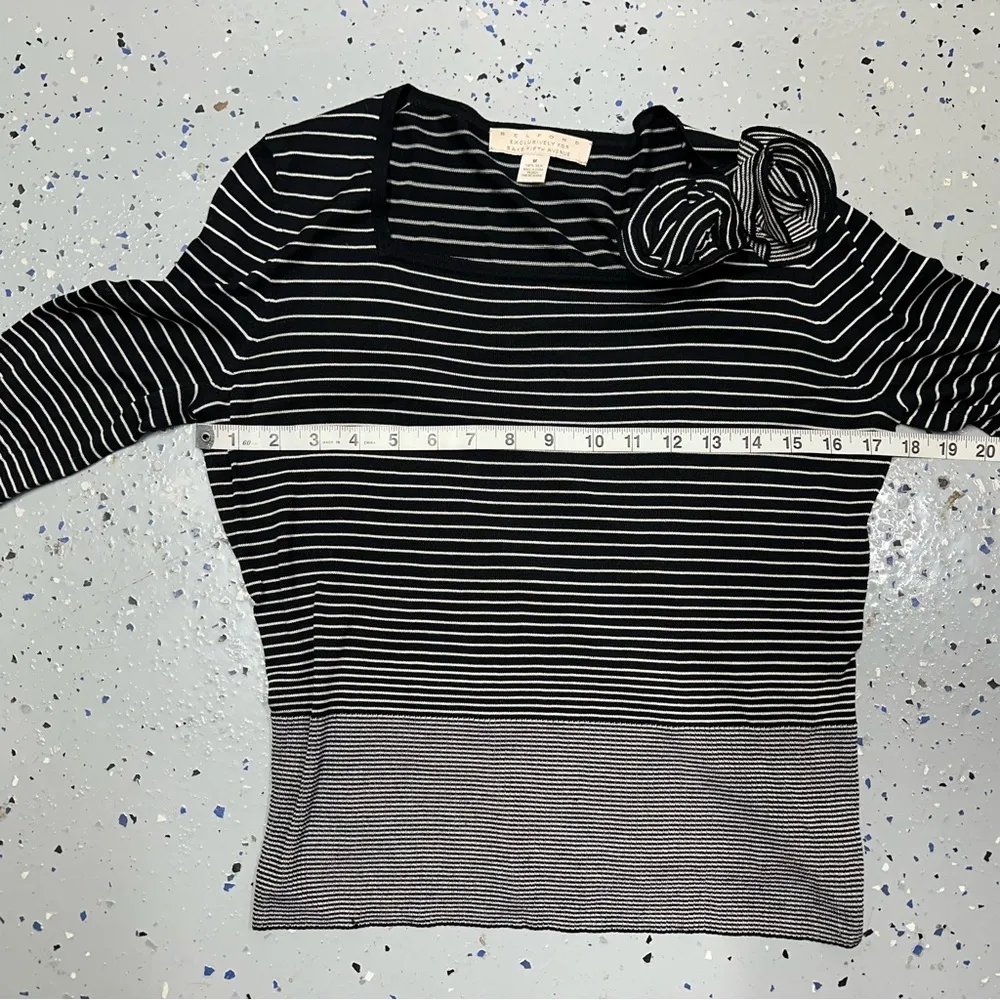 Belford for Saks Fifth Avenue 100% Silk Square Neck Long Sleeve Striped Blouse M - Image 13