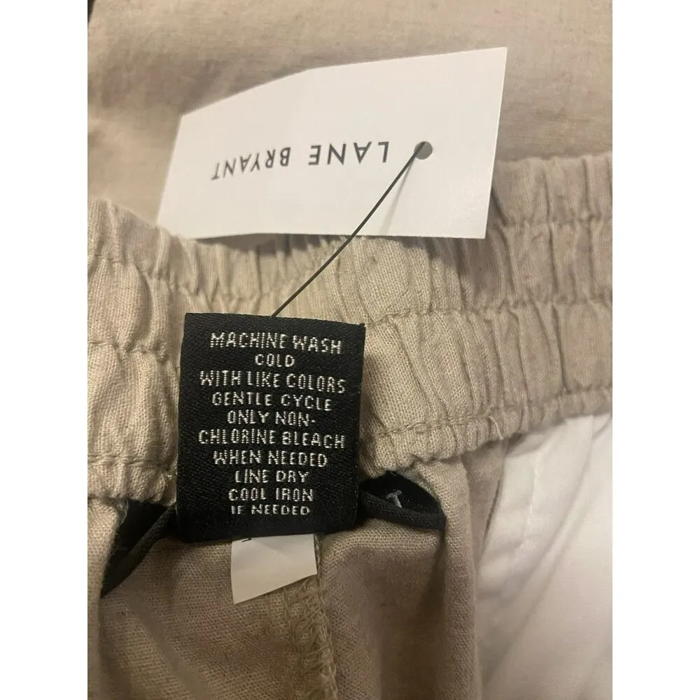 Lane Bryant Pants‎ 24 Linen Blend High Rise Tapered Leg Pull On Oatmeal NWT - Image 8