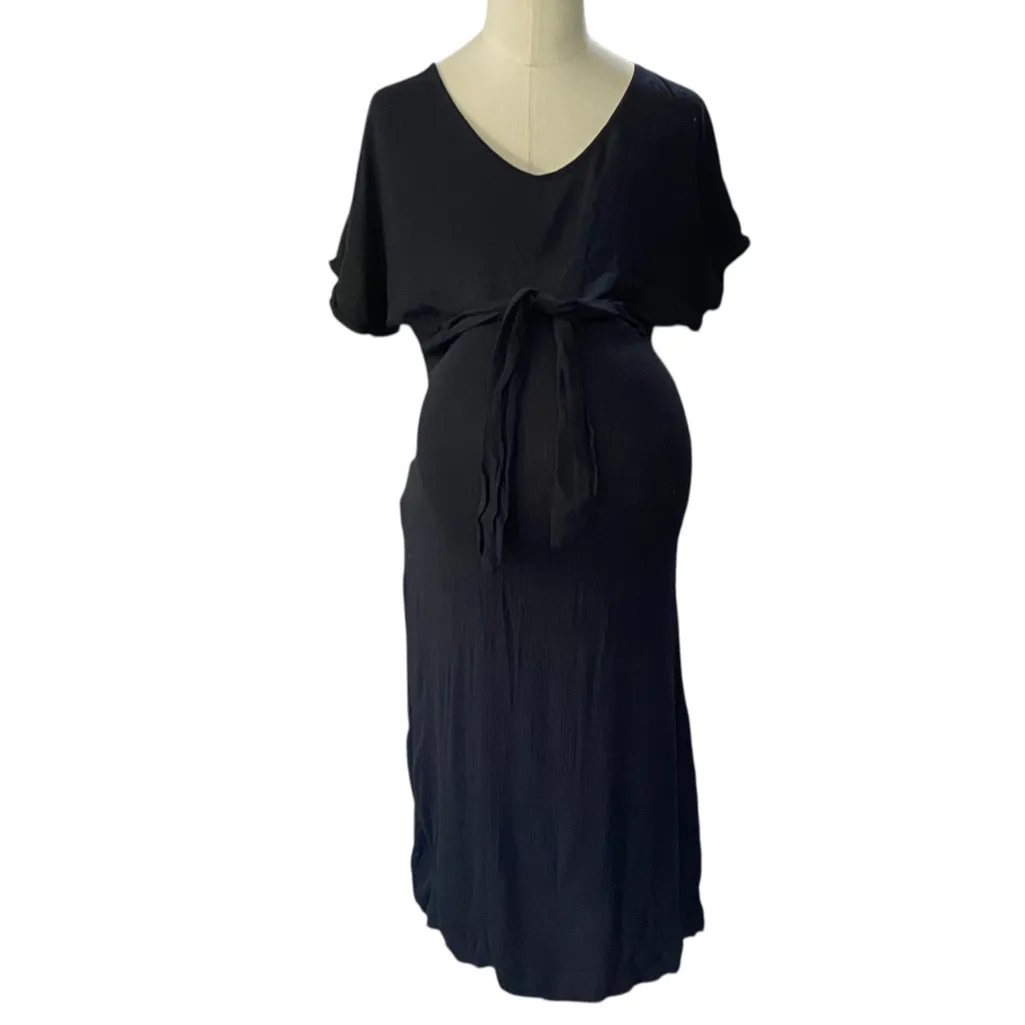 SERAPHINE Black Maternity Dress with Tie Front Size 6 - Image 2