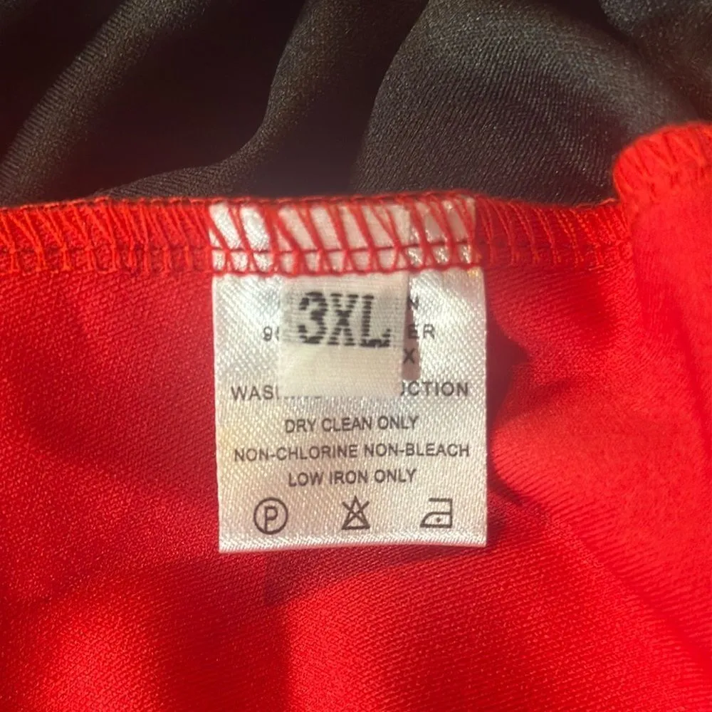 Womens Black & Red Asymmetrical Ruffled Front Midi Dress 3/4 Sleeve Size 3XL NEW - Image 12