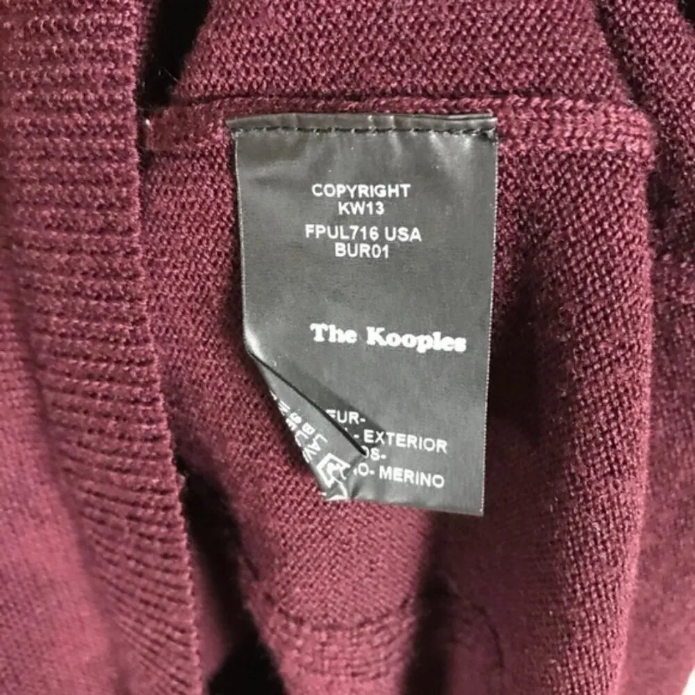 THE KOOPLES Merino Wool Burgundy Cutout Sweater XS - Image 9