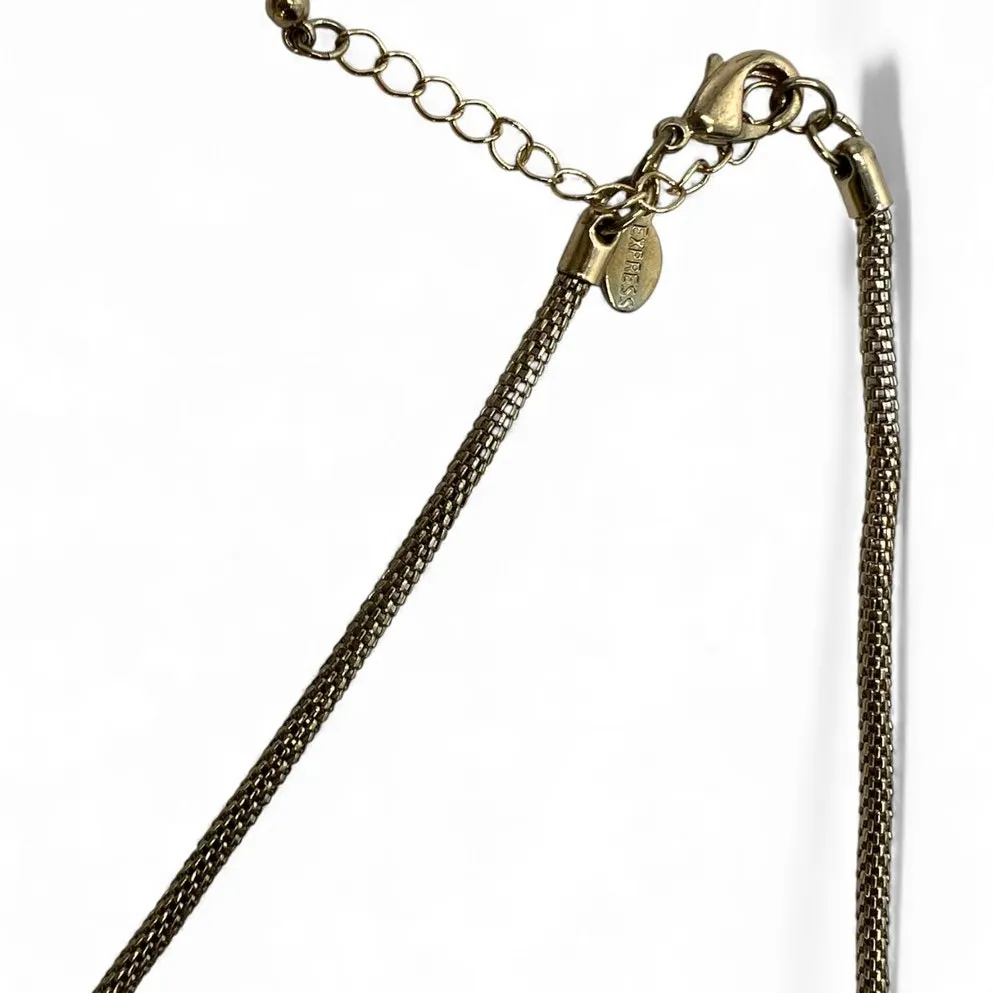 Express gold-tone curved bar choker necklace Modern Minimal Arc Tube Minimalist - Image 2