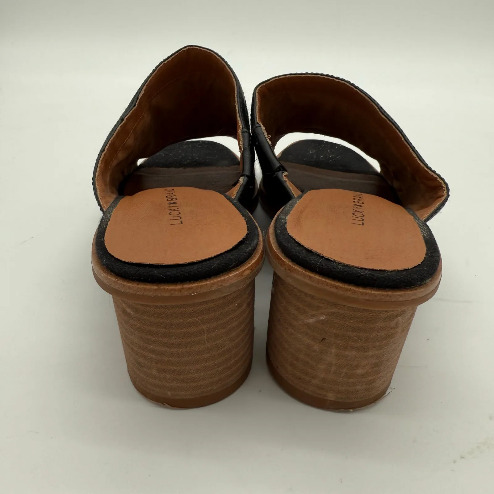 Lucky Brand Lenira Slide Sandal Black Popcorn Casual Chunky Heel 8.5 - Image 3