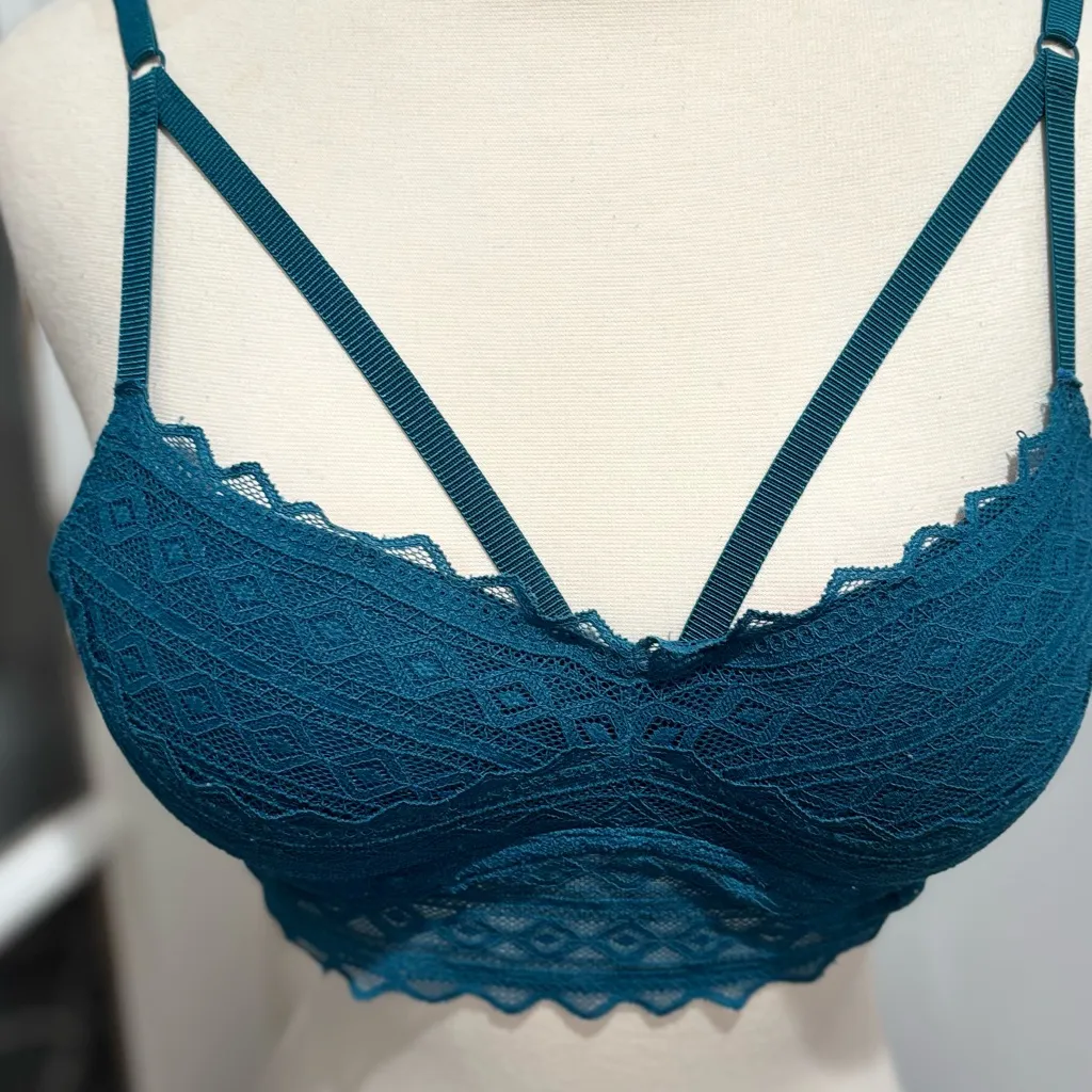 Victoria's Secret PINK Teal Lace Strappy Push-up Bralette - Image 3