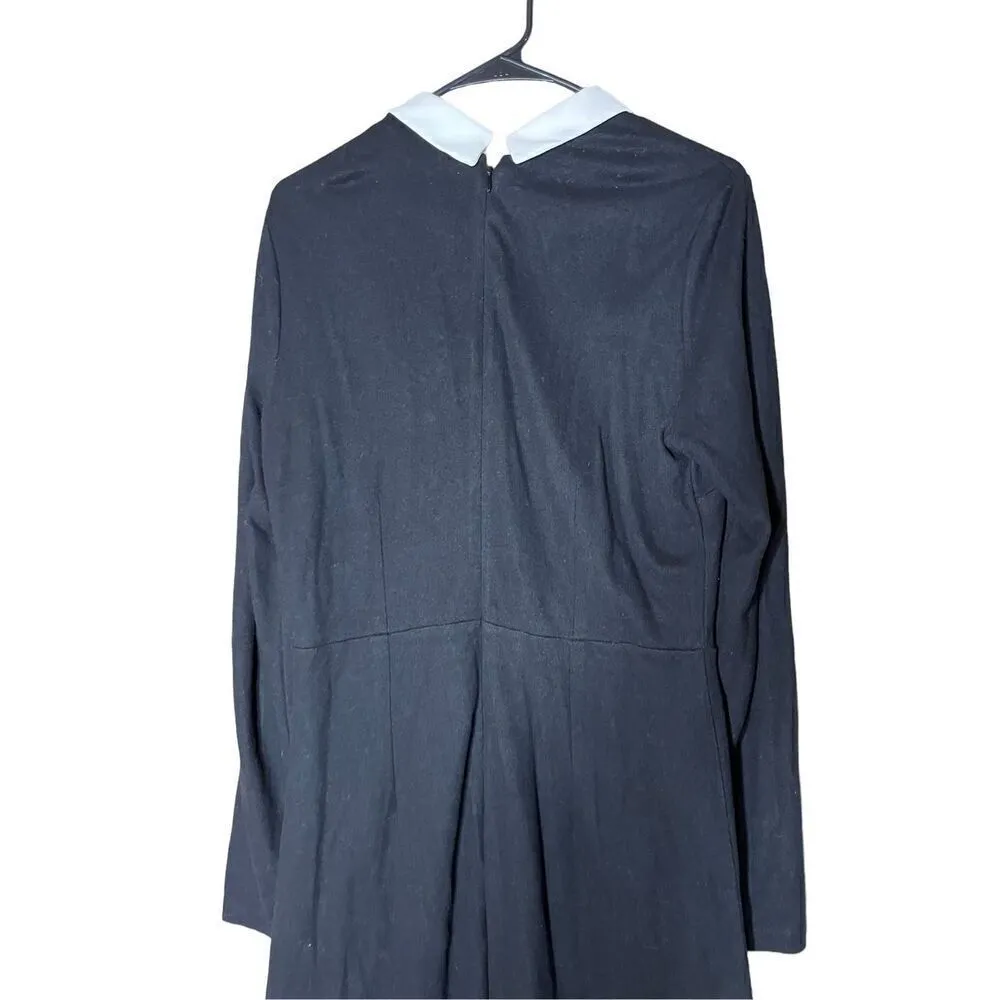 Loft Jeweled Collar Black Midi Dress Size 8 - Image 8