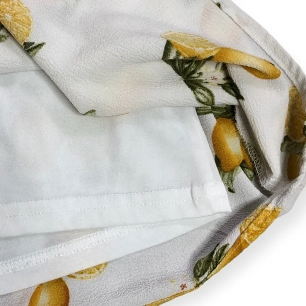 Available by Angela Fashion Lemon Print Pleated High Rise Shorts - Image 5