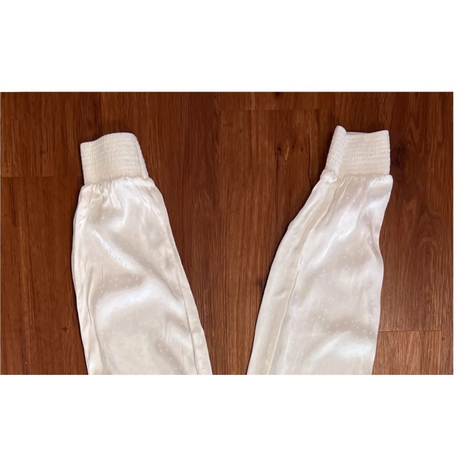 Cinq a Sept White Satin Halter Satin Jumpsuit Xs White Tie Neck Star Jacquard - Image 9