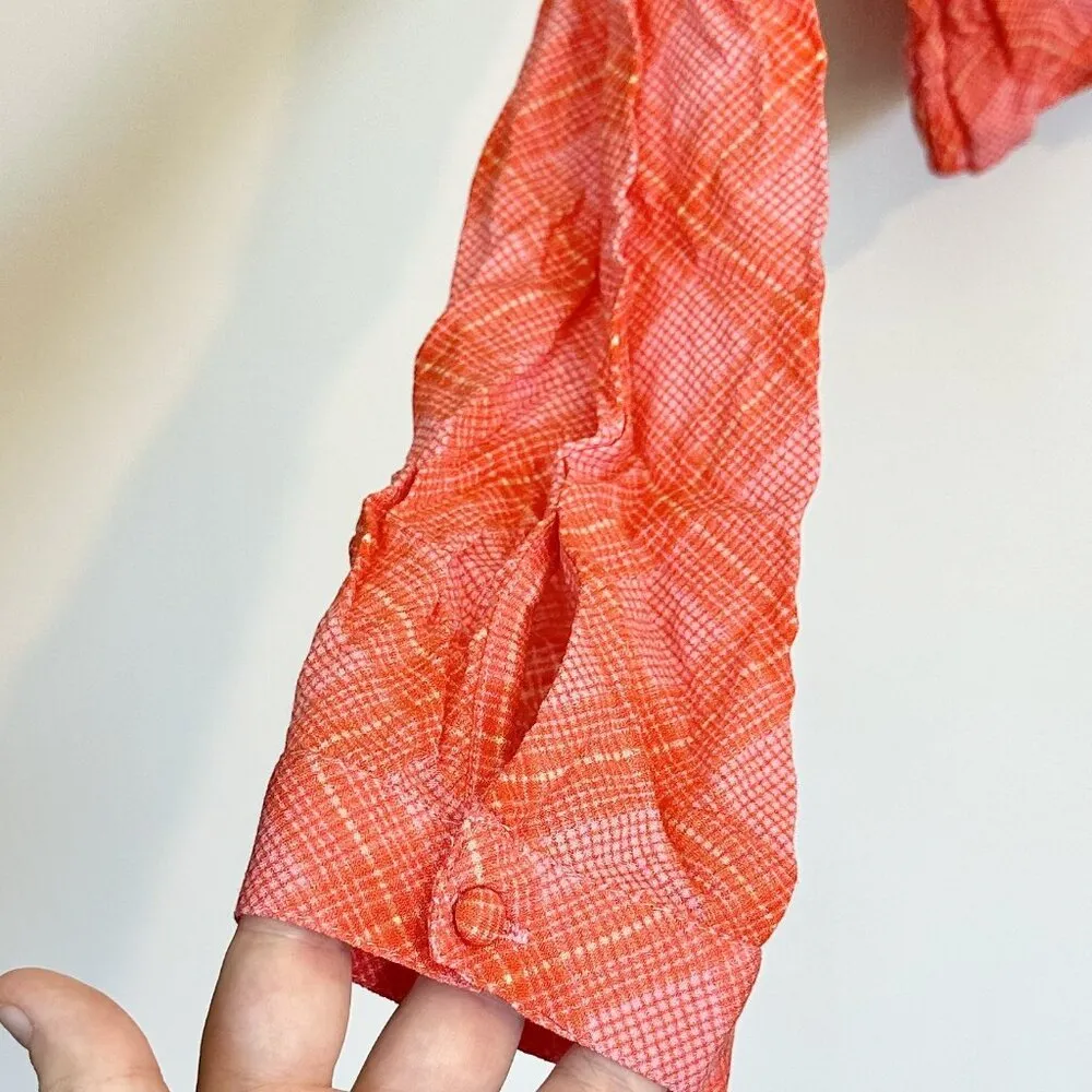 NWT BP by Nordstrom Long Sleeve Orange Plaid Crop Top - Size: Medium - Image 4