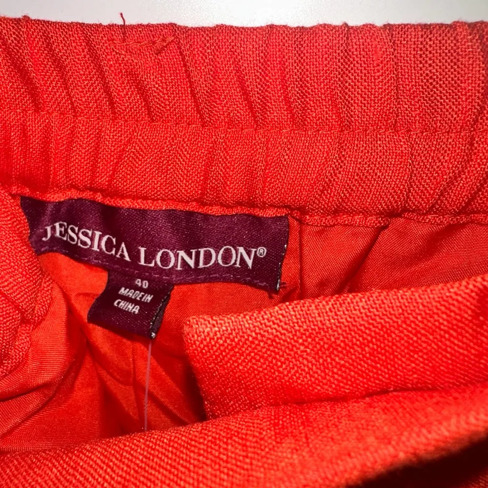 JESSICA LONDON LINEN VIBRANT ORANGE ELASTIC WAIST PANTS SIZE 40 - Image 3