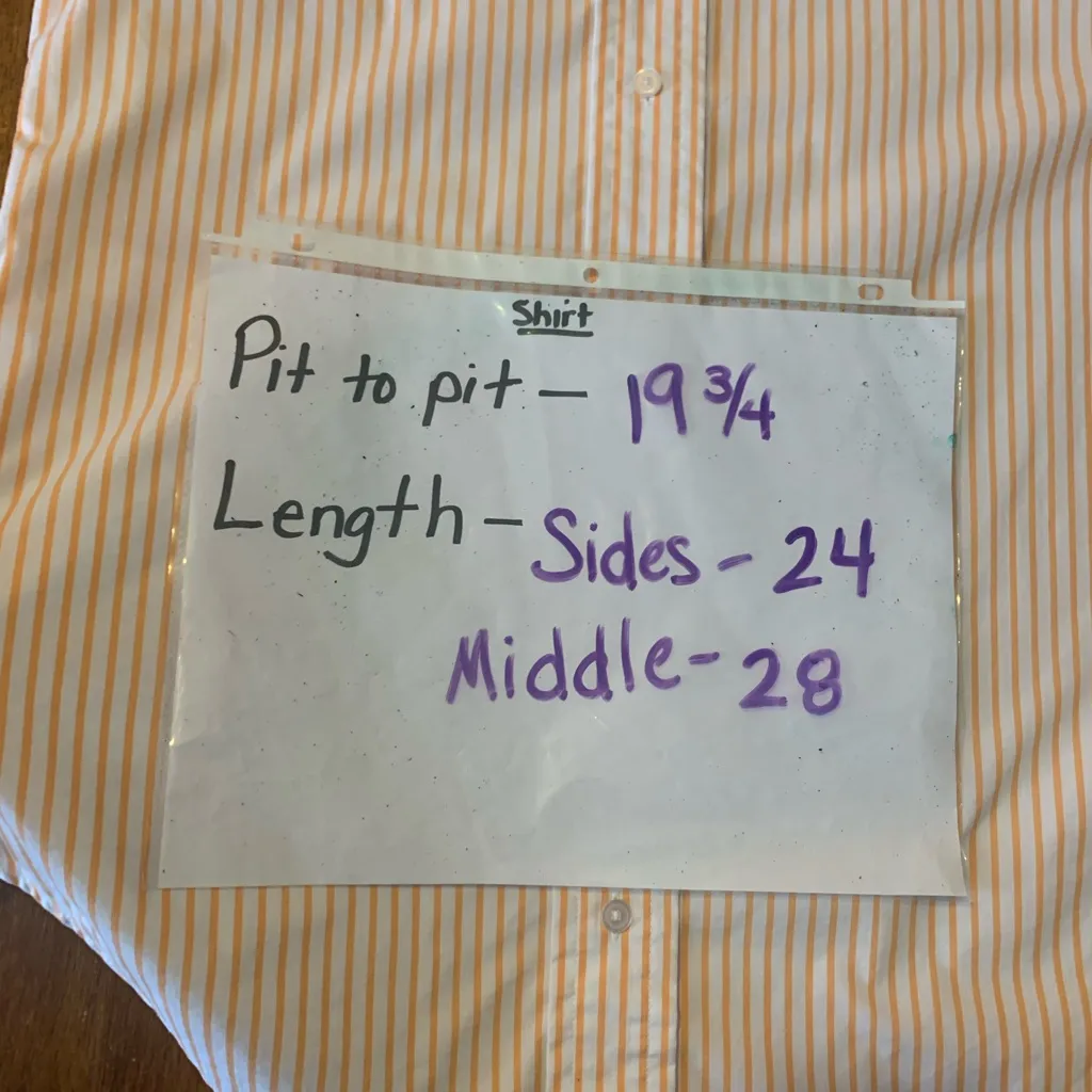 Liz Claiborne button down Medium shirt top Orange White Striped Long Sleeve - Image 5