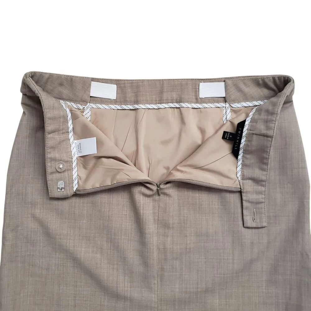 Twin Hill Skirt Mini Womens Beige Wool 6 Uniform Classic Business Pencil Brown - Image 6