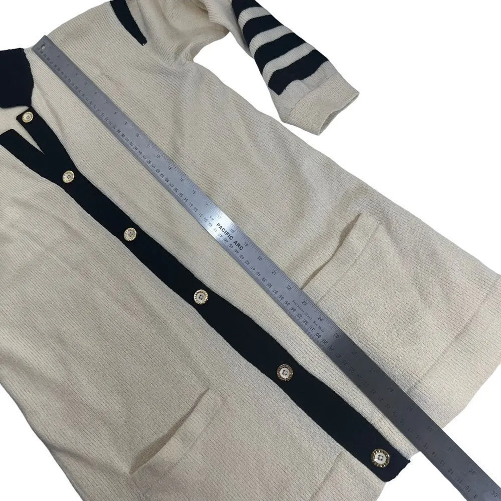 Vintage Alnoral Cream & Black Wool Blend Cardigan Sweater Black Size M - Image 9