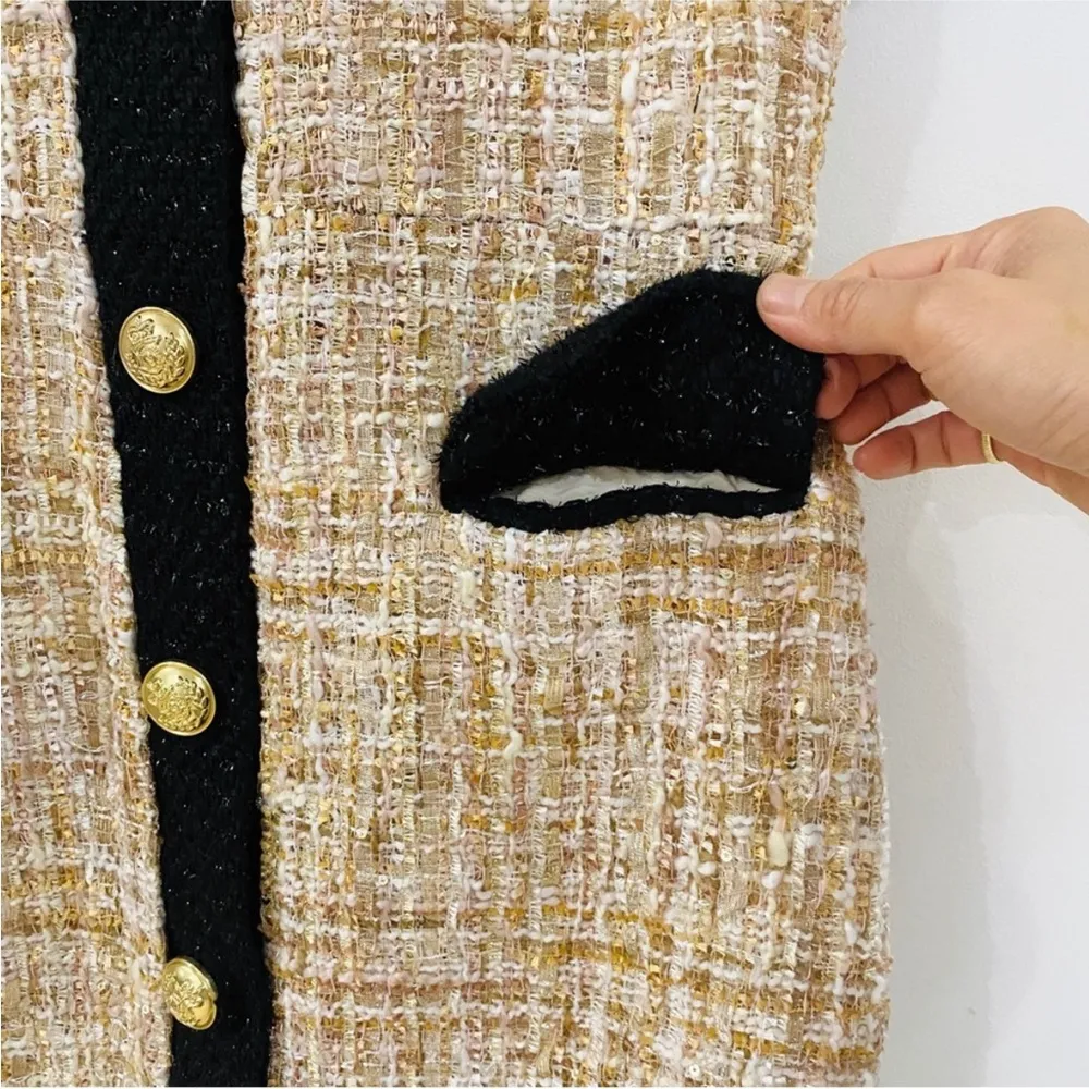 Alexia Admor tweed button up dress with gold buttons NWT - Image 6