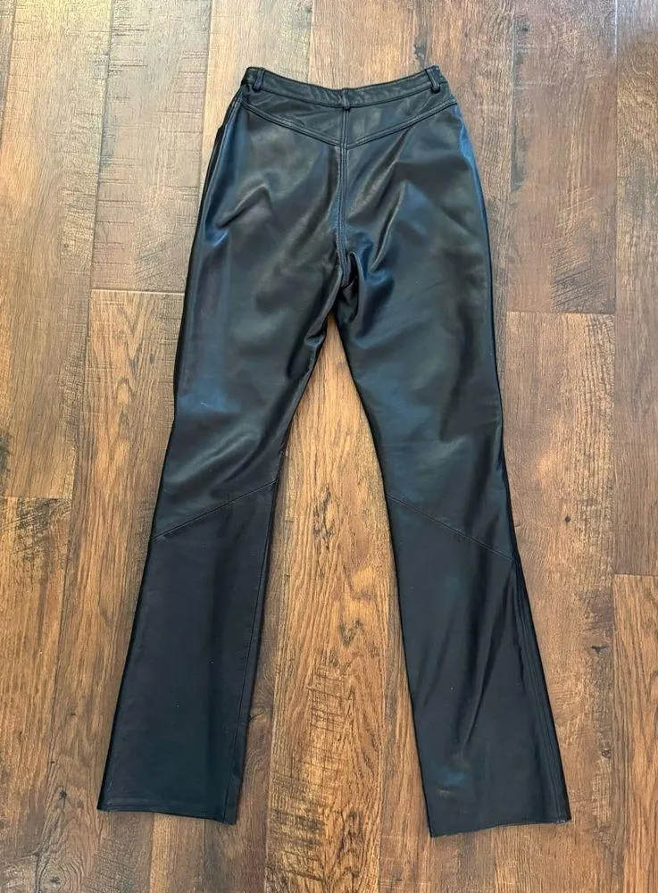 VAKKO black leather pants, made in India, size 4 - Image 3