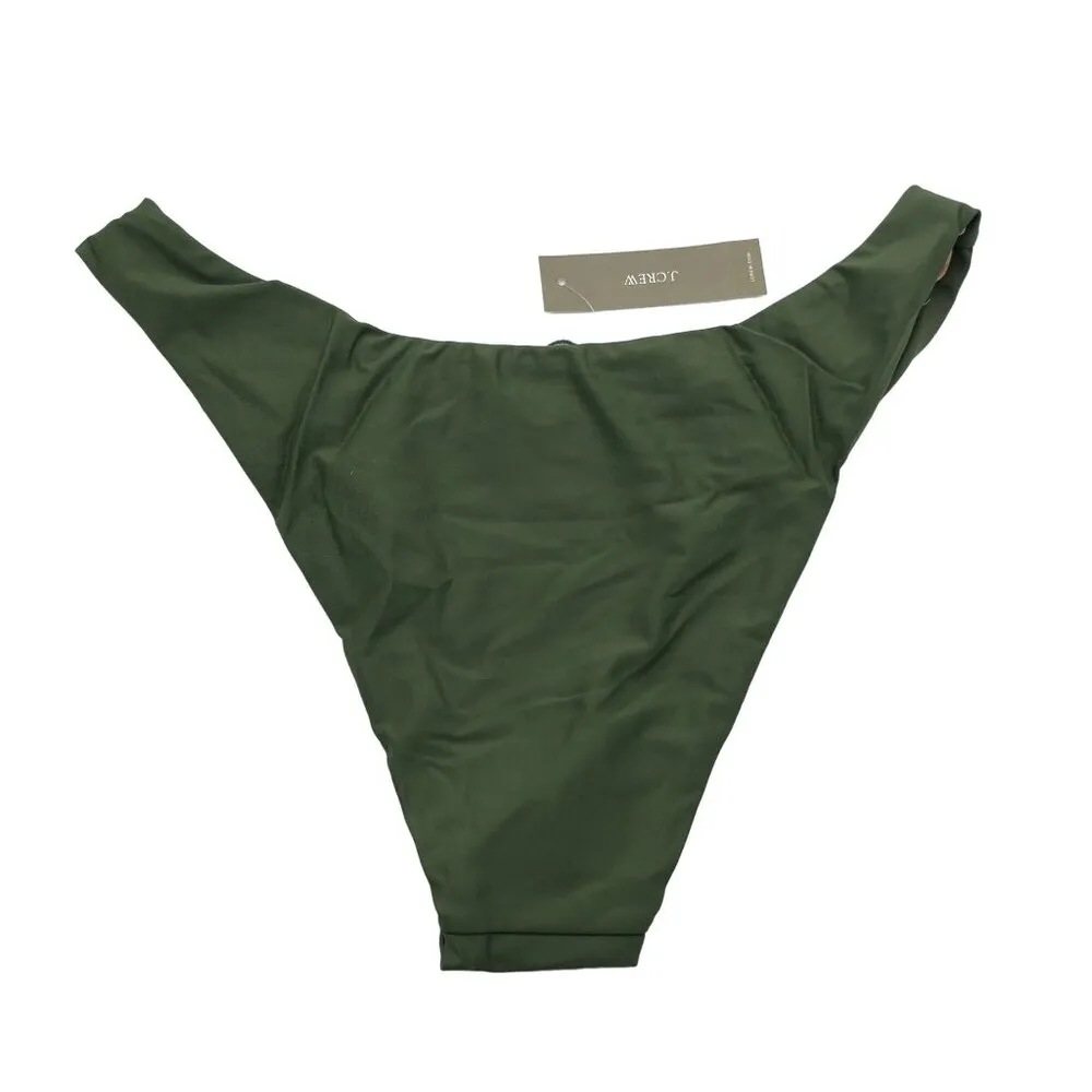 J.Crew Womens Curved-Waist Cheeky High-Cut Bikini Bottoms Mid-Rise Green 3X - Image 2